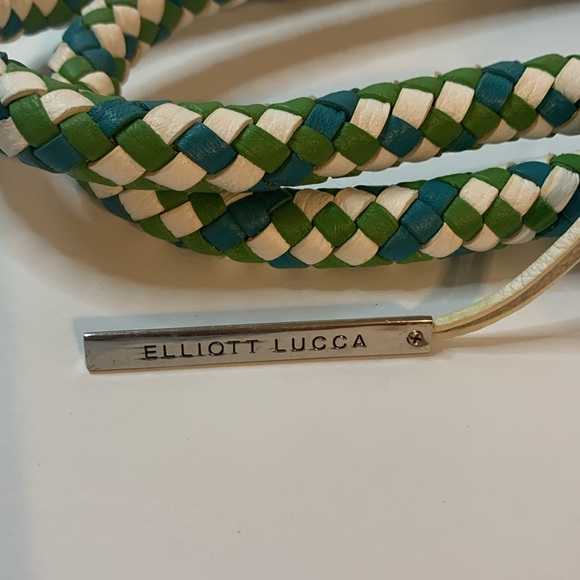 Elliot Lucca White Leather W/Breaded Handles Purse Very Beautiful Used - Picture 2 of 9